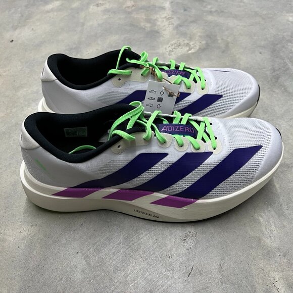 Adidas Adizero Evo SL Men's Running Shoes White Collegiate Purple JS4495 - New - Picture 3 of 6